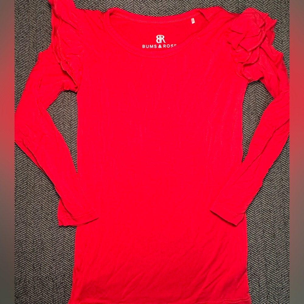 Bums and roses red ruffled long sleeve shirt
